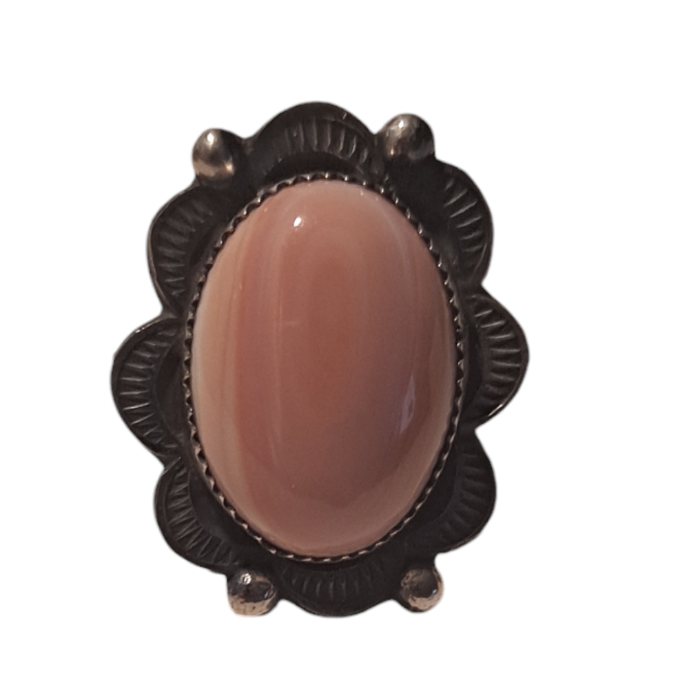 NAVAJO PINK CONCH Handmade Sterling Silver Adjustable